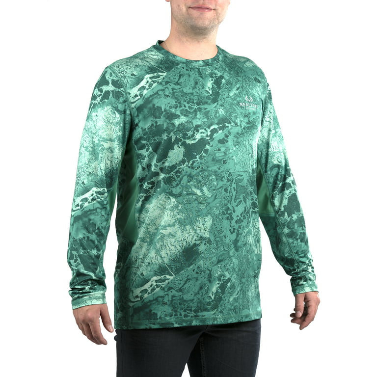 Realtree Fishing Men's Hooded Tan Shirt | Wav3, Size: Small