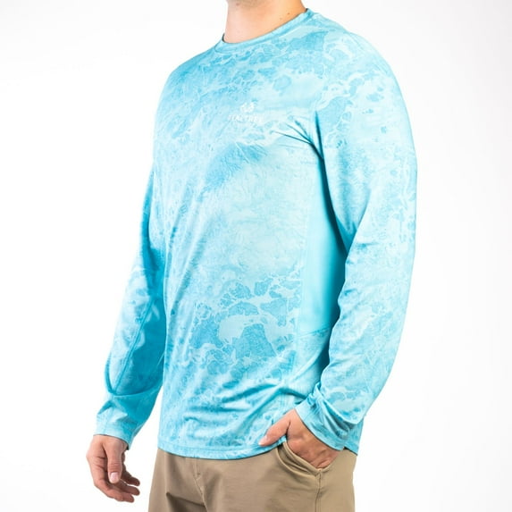 Realtree Wav3 Camo Light Blue Men's Long Sleeve Performance Fishing Tee