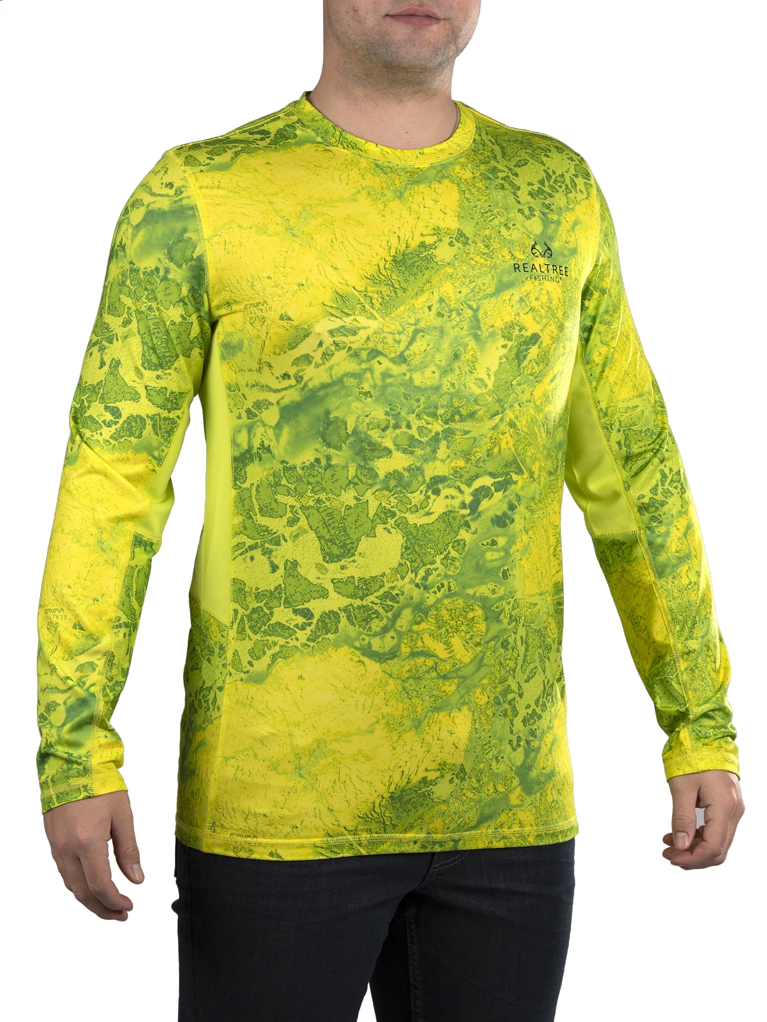 Realtree Wav3 Neon Citrus Camo Long Sleeve Performance Fishing Shirt for  Men 