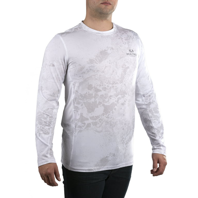 Realtree Wav3 White Long Sleeve Performance Fishing Shirt for Men