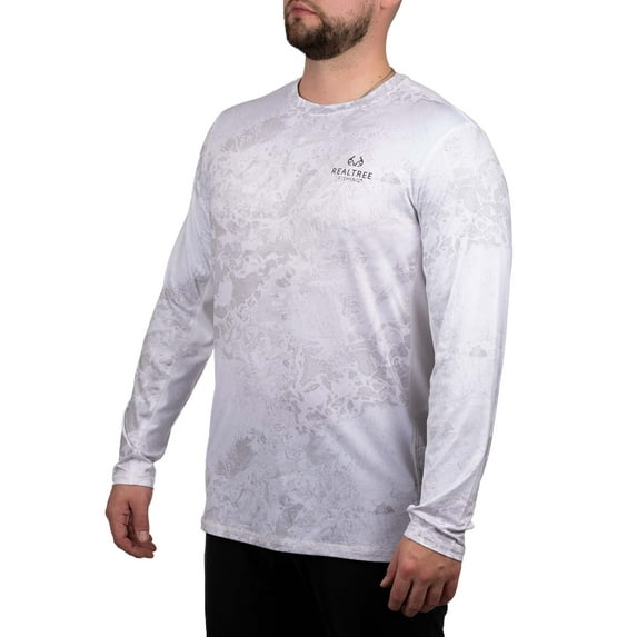 Realtree Wav3 White Men's Long Sleeve Performance Fishing Tee