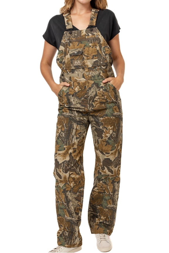 Women's Camo Hunting Cotton Bib Overalls, Jumpsuit Coveralls for Outdoor Activities