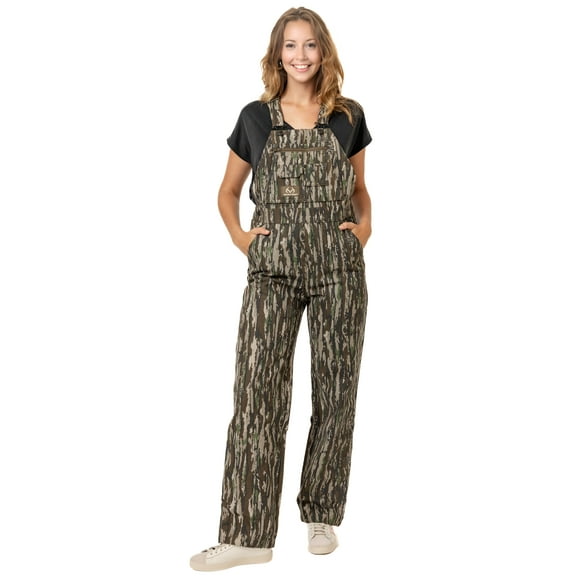 Realtree Women's Camo Hunting Cotton Bib Overalls, All-season Uninsulated Camouflage Bib Overalls for Outdoor Activities