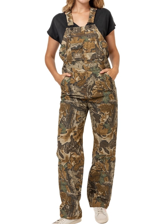 Women's Camo Hunting Cotton Bib Overalls, Jumpsuit Coveralls for Outdoor Activities