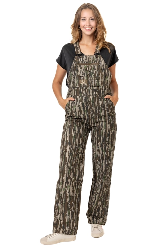 Women's Camo Hunting Cotton Bib Overalls, All-season Uninsulated Camouflage Bib Overalls for Outdoor Activities