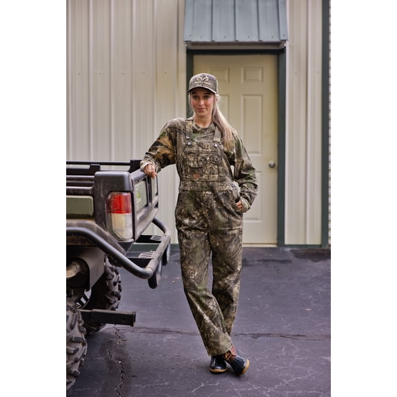 Realtree Women's EDGE Camo Hunting Cotton Bib Overalls, All-season Uninsulated, XL