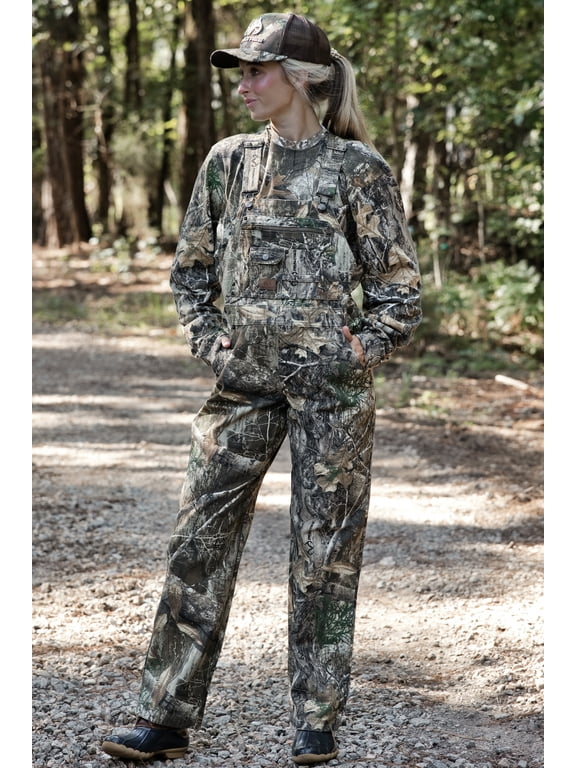 Women's EDGE Camo Hunting Cotton Bib Overalls, All-season Uninsulated, M