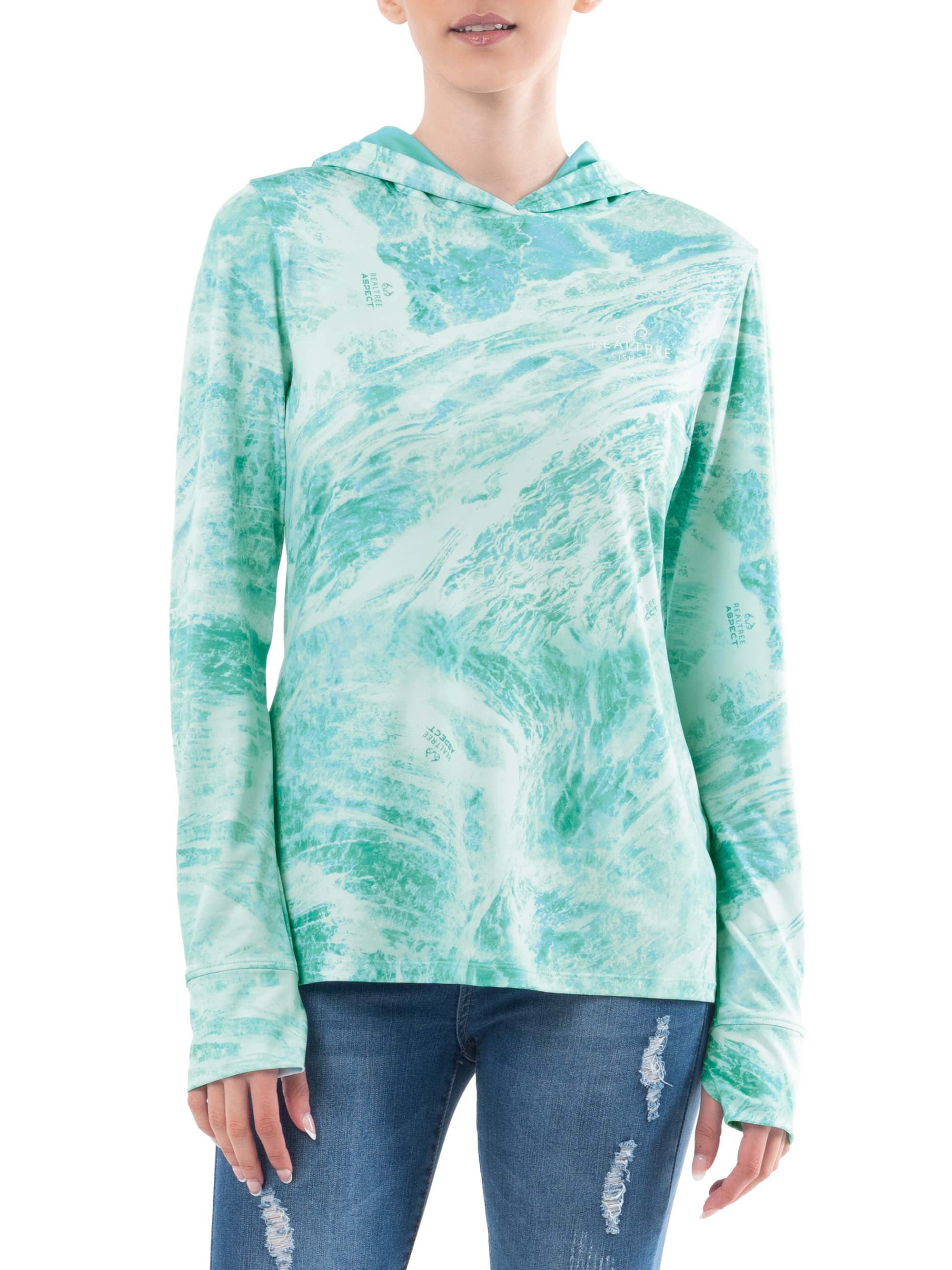 Realtree Women's Fishing Performance Knit Hoodie, Size: Large, Blue