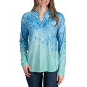 Realtree Women's Long Sleeve Fishing Hoodie, Performance Hooded Tee Shirt in Blue-Aqua, Sizes S-2XL