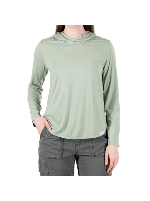 Women's Long Sleeve Performance Fishing Hoodie, Heathered Mint, 2XL