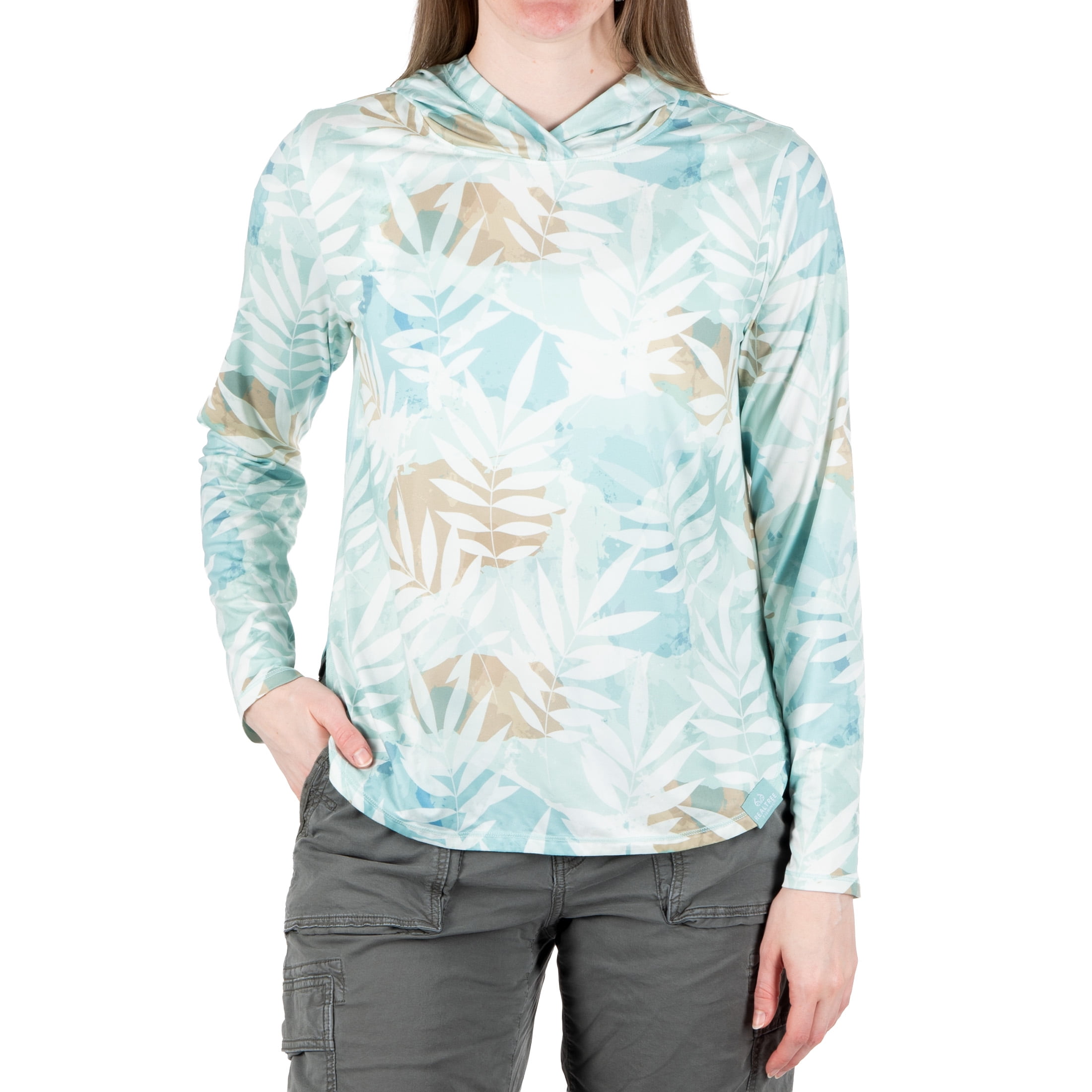 Realtree Women's Long Sleeve Performance Fishing Hoodie, Sea Spray, 2XL