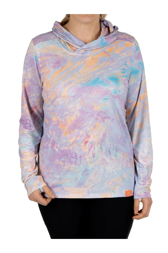 Women's Long Sleeve Performance Fishing Hoodie, Sunset Sky, L