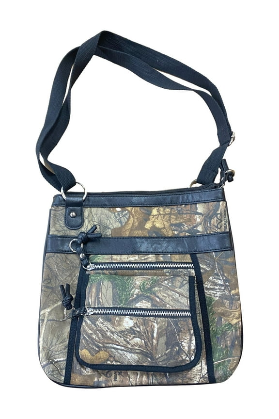 Womens Brown & Green Camo Camouflage Cross Body Purse Handbag