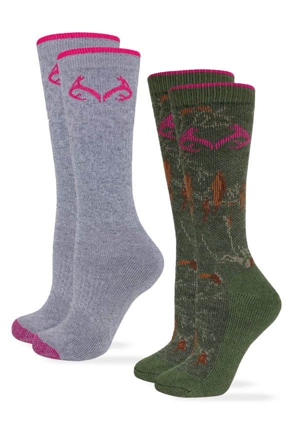 Womens Socks, Merino Wool Cushion Boot Crew Slouch Socks, 2 Pairs