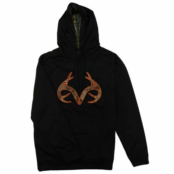 Realtree Xtra by Buckhorn River - Men's Camo Hoodie (Black Camo/Orange, XXL)