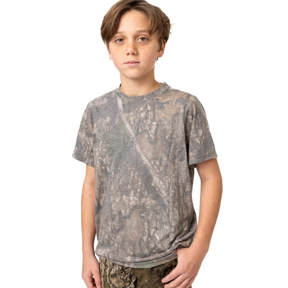 Realtree Youth Camo Tri-Blend Short Sleeve Shirt – Lightweight & Soft, Outdoor Apparel​