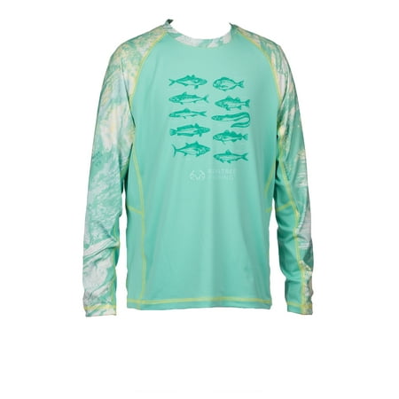 Realtree Youth Long Sleeve Jersey Recycled Polyester UPF Scent Control Green Lagoon Performance Tee- M