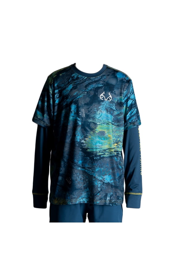 Youth Long Sleeve Performance Fishing Tee, Navy, L