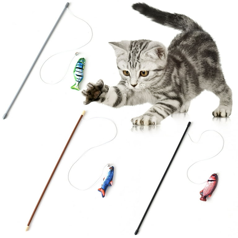 Realyc Cat Stick Toy Resistant to Bite Stress Relief Long Fishing Rod Cat  Teaser Toy Pet Supplies 