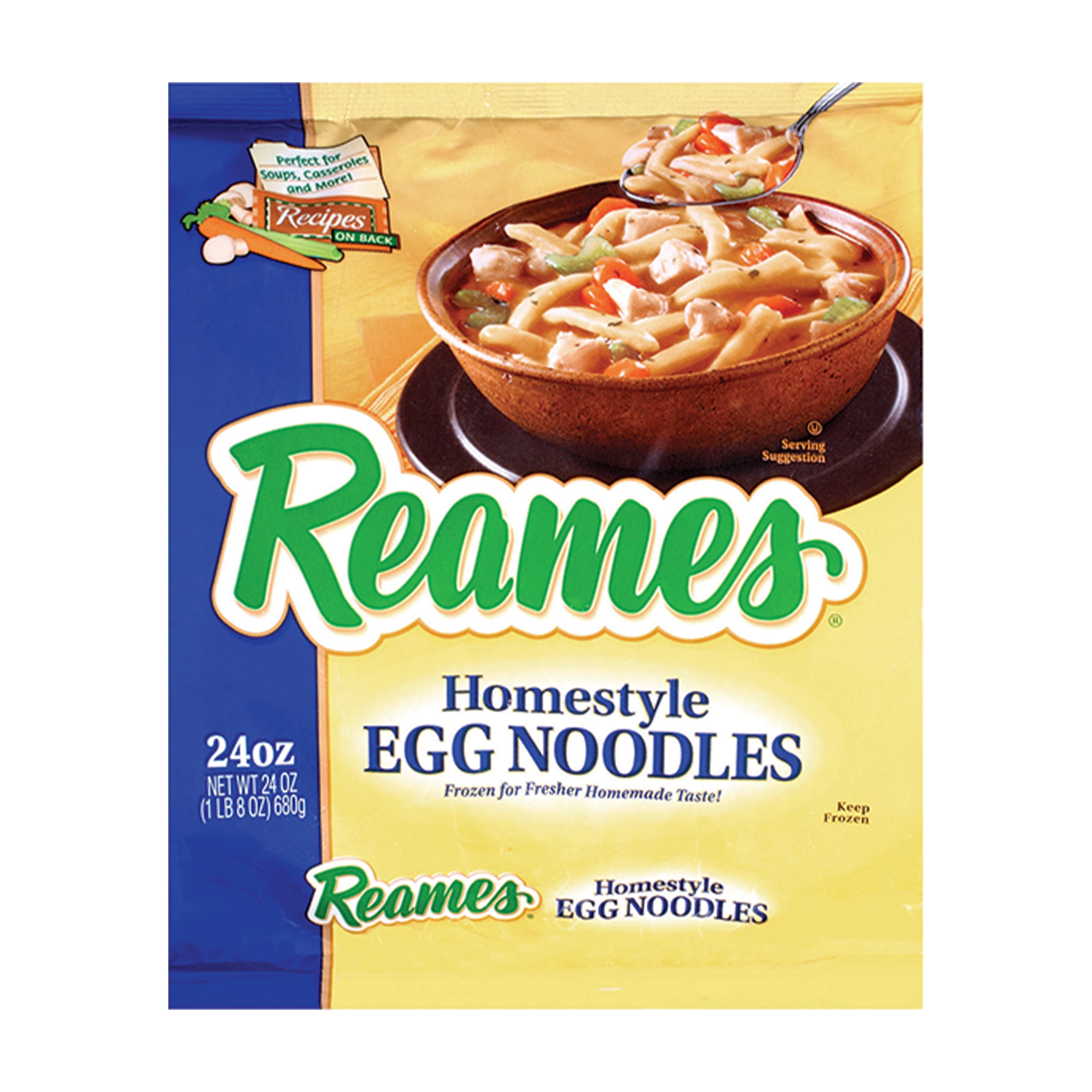 Reames Homestyle Egg Noodles, 24 oz Bag, Frozen Egg Noodles