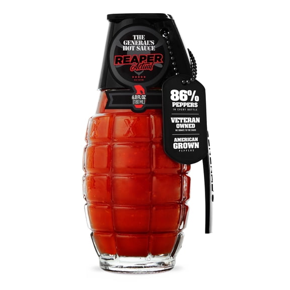 The General’s Hot Sauce Reaper Actual - Carolina Reaper, Cayenne, and Chipotle Peppers - 5/5 Heat Rating, 6oz