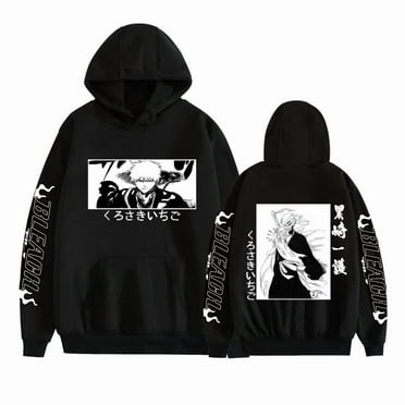 Reaper BLEACH Kurosaki Ichigo Anime Printed Fleece Hoodie Cross-border Loose Large Size Men's and Women's Sweatshirts