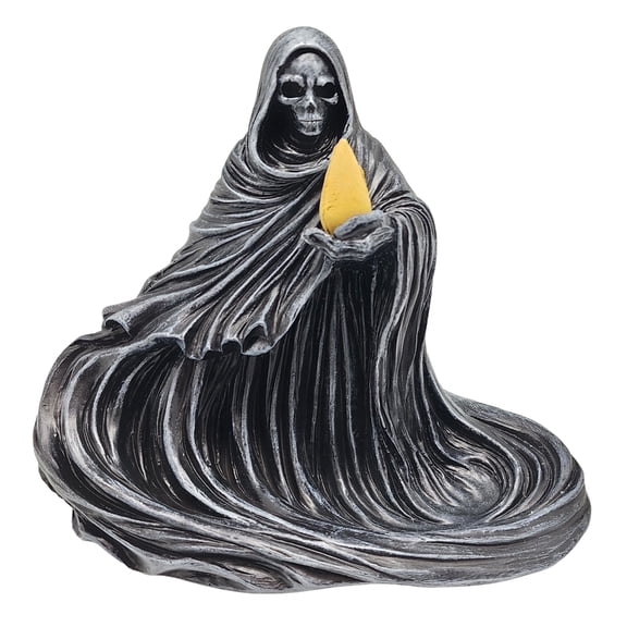 Reaper Backflow Incense Burner  7 Inch Hand-Painted Cold Cast Resin Grim Reaper Backflow Cone Holder