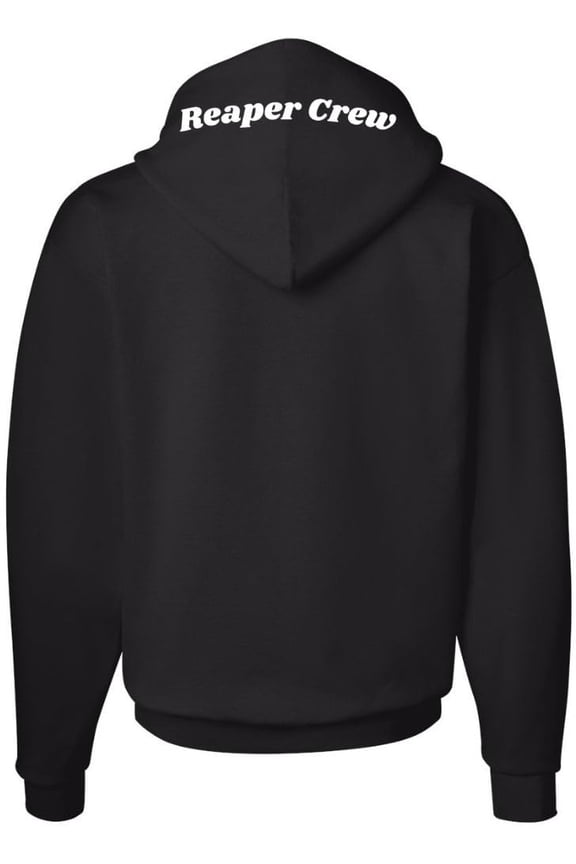 Reaper Crew Embroidered Hoodie Grim Reaper Hood Design Unisex Hooded Sweatshirt, Black (Medium)