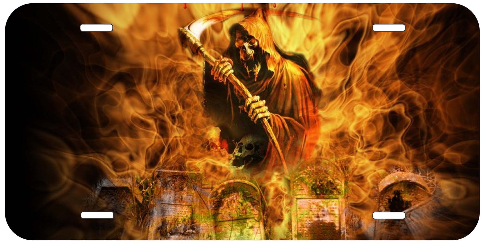 Reaper Fire Rip Novelty Car Auto License Plate - Walmart Business Supplies