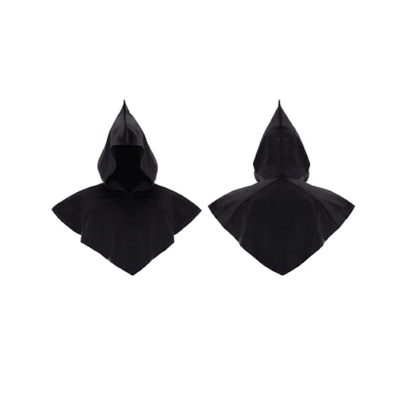 Reaper Hooded Cowl, Short Cape Medieval, Grim Reaper Cloak, Medieval Renaissance Gothic Vintage Cloak With Hood Unisex Hooded Cowl Halloween Assassin Priest Monk Cosplay Costume, Black One Size