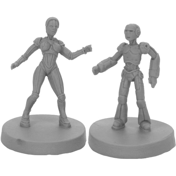 Reaper Miniatures Androids (2) #49011 Bones Black Unpainted Plastic RPG Figure