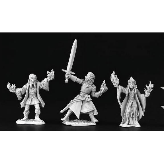 Reaper Miniatures Fire Wizards (3 Pcs) #03454 Dark Heaven Unpainted Metal