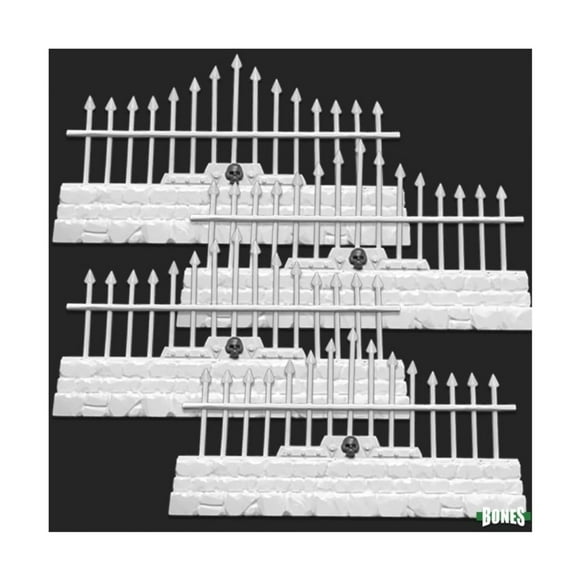 Reaper Miniatures Graveyard Long Fences (4) #77532 Bones Unpainted Plastic