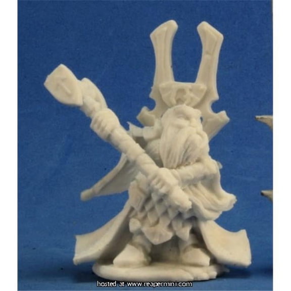 reaper miniatures herryk, dwarf cleric #77220 bones unpainted rpg d&d figure