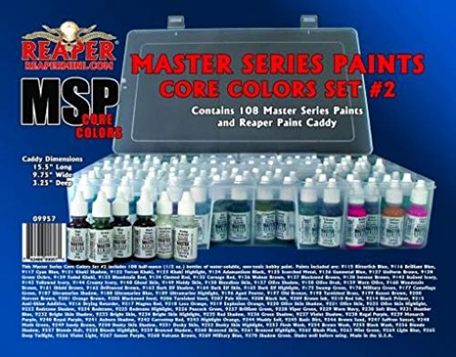 MSP Master Series Paints Core Colors Set #2 108ct Paint Pack & Caddy Reaper Miniatures