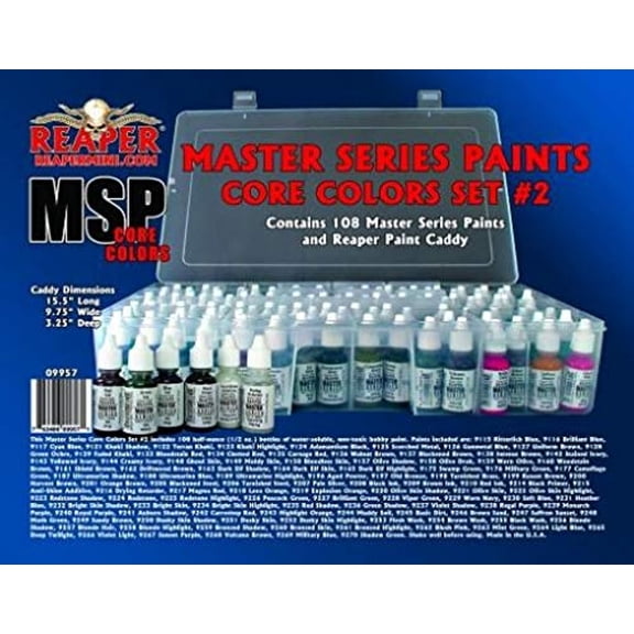 MSP Master Series Paints Core Colors Set #2 108ct Paint Pack & Caddy Reaper Miniatures
