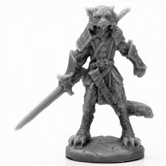 Reaper Miniatures REM44117 Bones Black Catfolk Warrior Miniatures & Miniature Games