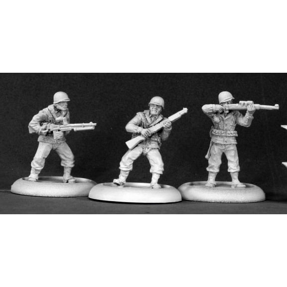 Reaper Miniatures WWII American Infantry (3) #50075 Chronoscope RPG Mini Figure