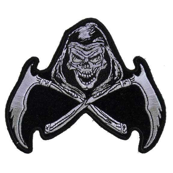 Reaper Skull Scythe Patch, Biker Skull Patches (P5681)