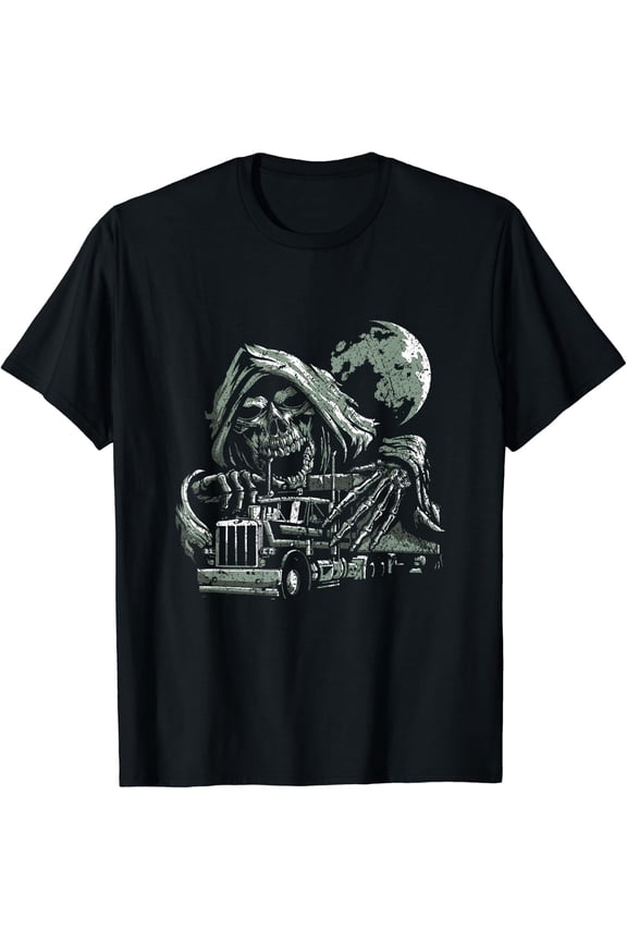 Reaper Skull Skeleton Truck Driver Trucker T-Shirt
