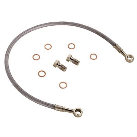 Rear ATV Steel Braided Brake Line Standard Length +2" Silver For Yamaha