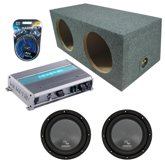 Rear Angle Sealed Dual Enclosure w/ HA-R104 10" Sub, 600W Amplifier, 8GA Amp Kit