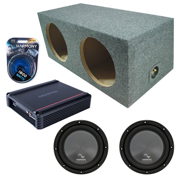 Sealed Rear Angle Dual Enclosure w/ HA-R124 12" Sub, 750W Amplifier & Amp Kit