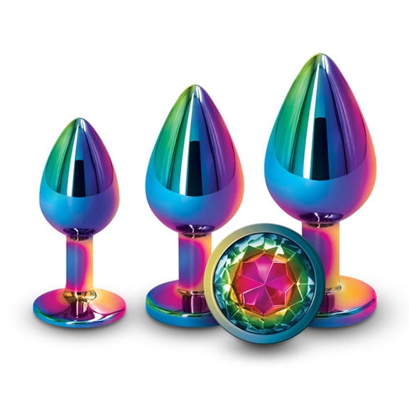 Rear Assets Aluminum Crystal Metal Anal Trainer Kit 3 Piece, Rainbow