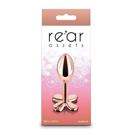 Rear Assets Chrome-Plated Aluminum Clover Anal Plug, Rose Gold