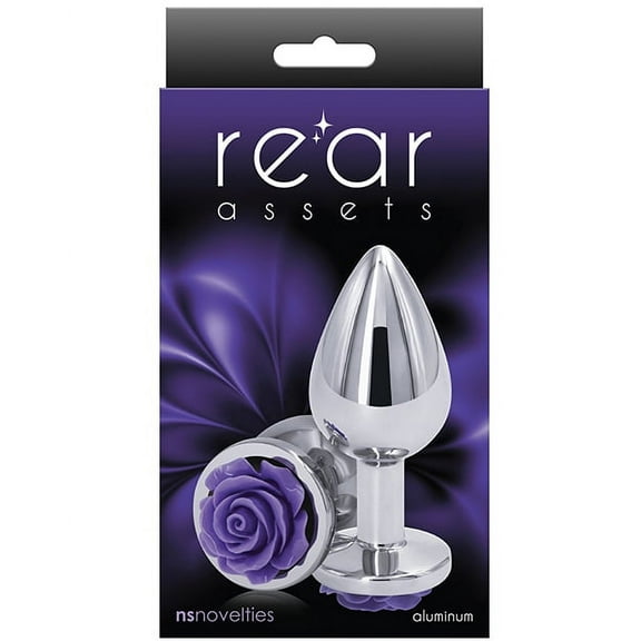 Rear Assets Rose Anal Plug - Medium - Purple