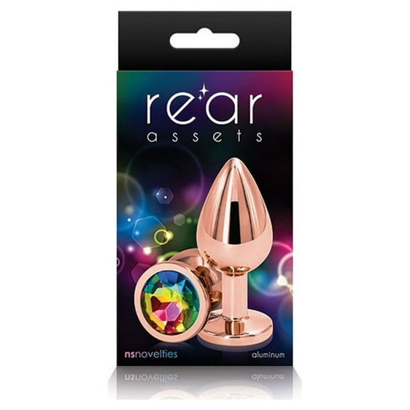 Rear Assets Rose Gold Anal Plug Medium Rainbow