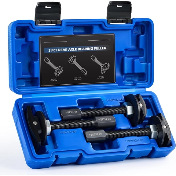 Rear Axle Bearing Puller Tool Kit and Slide Hammer Set, Axle Seal and Bearing Remover Set with Slide Hammer Yoke and 3 Rear Axle Puller Adapters, 1-1/4" to 2-7/8" IDs