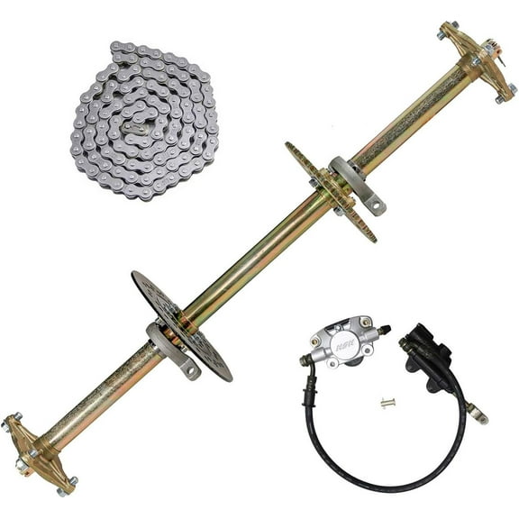 Rear Axle Shaft Kit with Chain Sprocket and Brake Master Cylinder Assembly for Go Kart Quad Trike Golf Carts