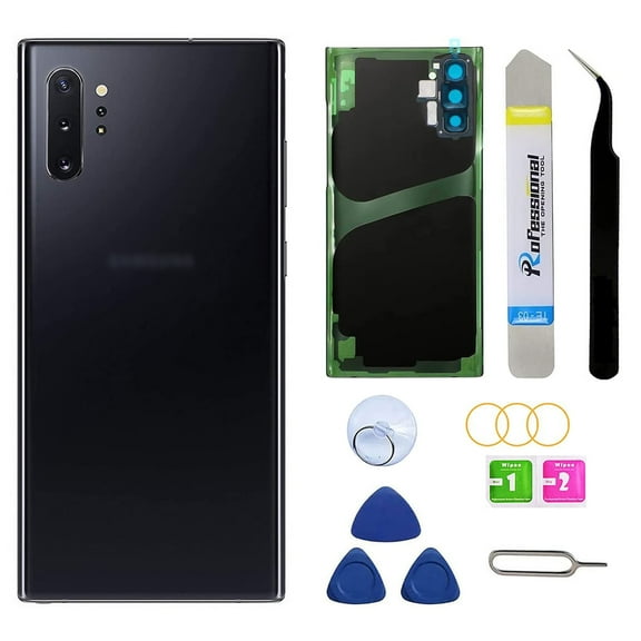 Rear Back Glass Replacement for Samsung Galaxy Note 10+ Plus 6.8 inches 5G with Reparing Toolkit and Pre-Installed Adhesive (Aura Black)